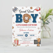 Invitation Fête de naissance de baseball Oh Boy Slumdunk pers (Debout devant)