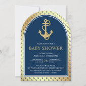 Invitation Fête de naissance de bébé avec Arche d'Ancre Bleue (Devant)