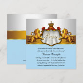 Invitation Fête de naissance de bébé bleu royal prince (Devant / Derrière)