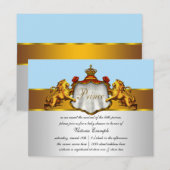 Invitation Fête de naissance de bébé bleu royal prince (Devant / Derrière)