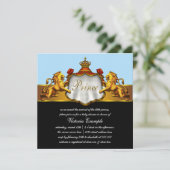 Invitation Fête de naissance de bébé bleu royal prince (Debout devant)