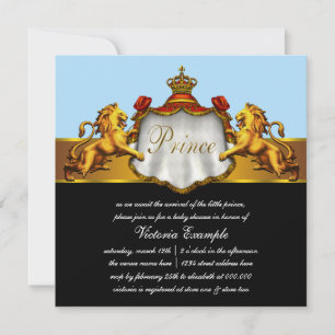 Invitation Fête de naissance de bébé bleu royal prince