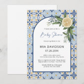 Invitation Fête de naissance de bébé Capri Citron Italien (Devant / Derrière)