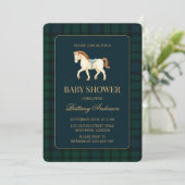 Invitation Fête de naissance de bébé Cheval Tartan Plaid Rust (Debout devant)