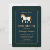 Invitation Fête de naissance de bébé Cheval Tartan Plaid Rust (Devant)