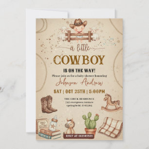 Invitation Fête de naissance de bébé cow-boy western personne
