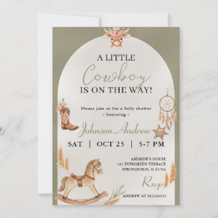 Invitation Fête de naissance de bébé cowboy personnalisée