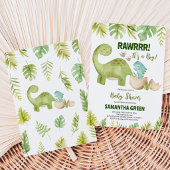 Invitation Fête de naissance de bébé dinosaure garçon