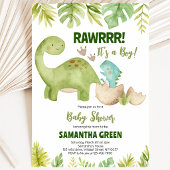 Invitation Fête de naissance de bébé dinosaure garçon