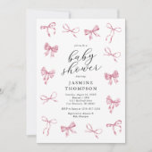 Invitation Fête de naissance de bébé fille à l'arc rose (Devant)