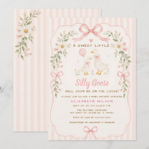 Invitation Fête de naissance de bébé fille au canard rose fle