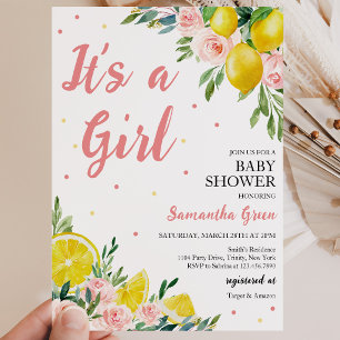 Invitation Fête de naissance de bébé fille au citron