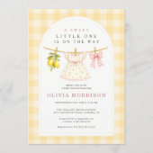 Invitation Fête de naissance de bébé fille au linge de citron (Devant)