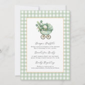 Invitation Fête de naissance de bébé fille au vert sauge ging (Dos)