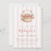 Invitation Fête de naissance de bébé fille aux fraises à l'aq (Devant)