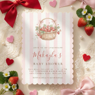 Invitation Fête de naissance de bébé fille aux fraises à l'aq