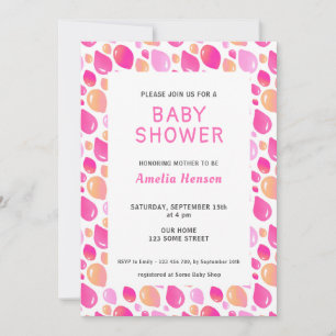 Invitation Fête de naissance de bébé fille avec motif de ball