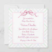 Invitation Fête de naissance de bébé fille avec un berceau bl (Dos)