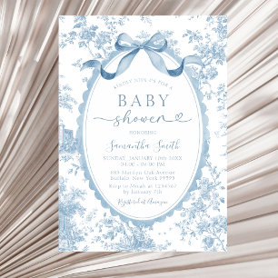 Invitation Fête de naissance de bébé fille Bleu Poussiéreux C