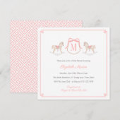 Invitation Fête de naissance de bébé fille Cheval à bascule M (Devant / Derrière)