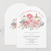 Invitation Fête de naissance de Bébé Fille Citrouille Rose (Devant / Derrière)