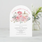 Invitation Fête de naissance de Bébé Fille Citrouille Rose (Debout devant)
