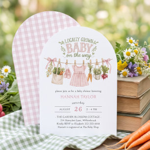 Invitation Fête de Naissance de Bébé Fille Élevée Localement