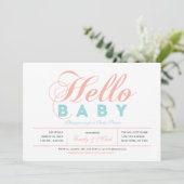 Invitation Fête de naissance de bébé fille en typographie mod (Debout devant)