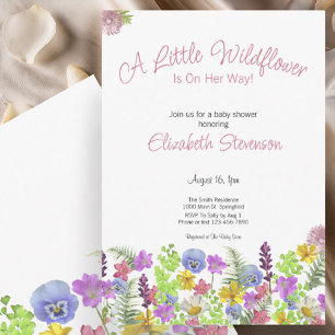 Invitation Fête de naissance de bébé fille Fleur Sauvage Colo