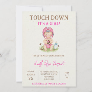 Invitation Fête de Naissance de Bébé Fille Footballeuse Perso