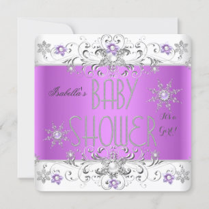 Invitation Fête de naissance de bébé fille Hiver Merveilleux 