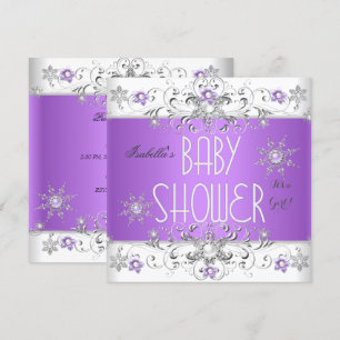 Invitation Fête de naissance de bébé fille Hiver Merveilleux