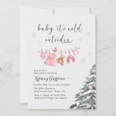 Invitation Fête de naissance de bébé fille Il fait froid deho (Devant)