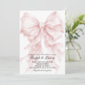 Invitation Fête de naissance de bébé fille luxe rose poussiér (Debout devant)