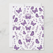 Invitation Fête de naissance de bébé fille Papillon Violet (Dos)