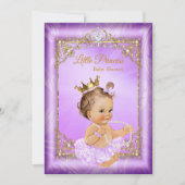 Invitation Fête de naissance de bébé fille Princesse Or Viole (Devant)