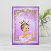 Invitation Fête de naissance de bébé fille Princesse Or Viole (Debout devant)