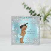 Invitation Fête de naissance de bébé fille princesse sarcelle (Debout devant)