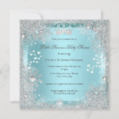 Invitation Fête de naissance de bébé fille princesse sarcelle (Dos)