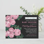 Invitation Fête de naissance de bébé fille Rose Poudré et Noi (Debout devant)