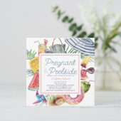 Invitation Fête de naissance de bébé fille tropicale enceinte (Debout devant)