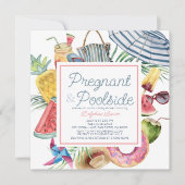 Invitation Fête de naissance de bébé fille tropicale enceinte (Devant)