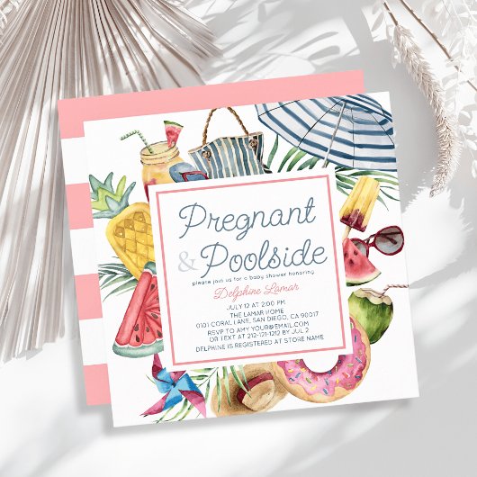 Invitation Fête de naissance de bébé fille tropicale enceinte