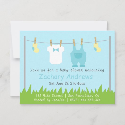 Invitation Fête de naissance de bébé garçon adorable avec des (Devant)