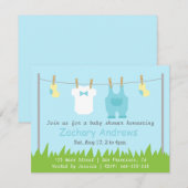 Invitation Fête de naissance de bébé garçon adorable avec des (Devant / Derrière)