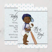 Invitation Fête de naissance de bébé garçon Afro-Américain av (Devant / Derrière)