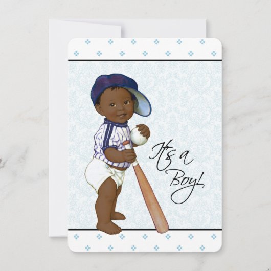 Invitation Fête de naissance de bébé garçon Afro-Américain av (Devant)