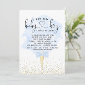 Invitation Fête de naissance de bébé garçon avec barbe à papa (Debout devant)