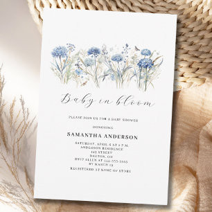 Invitation Fête de naissance de bébé garçon Baby In Bloom Fle
