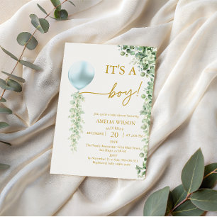 Invitation Fête de naissance de bébé garçon Ballon Bleu de Ve
